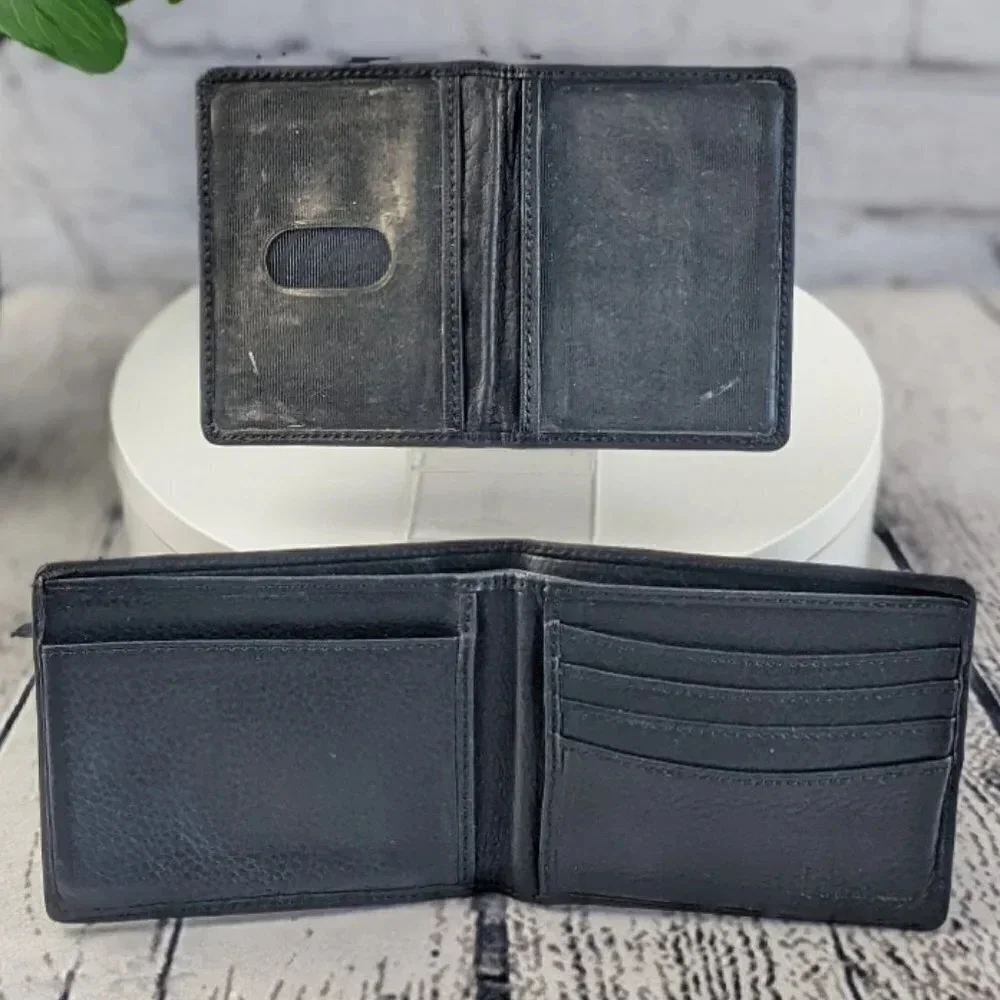 Vintage 90s Polo Ralph Lauren leather wallet, black, 2 / dual ID window, CCW LTC